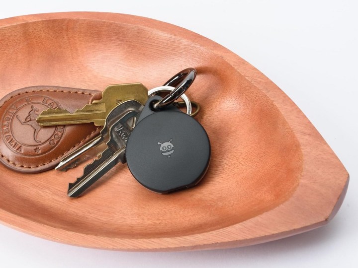 The Pebblebee Clip Bluetooth tracker, attached to keys.