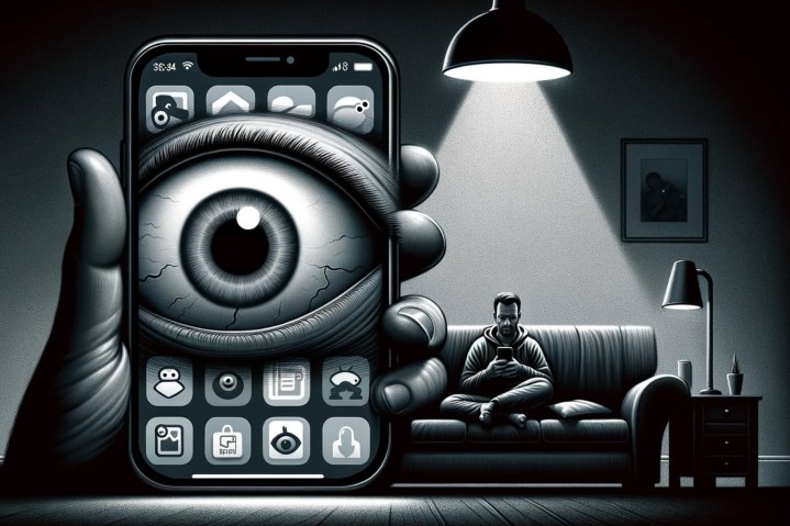 A phone spying on a person.