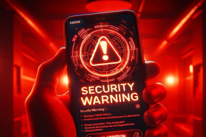 Security warning illustration on a phone.