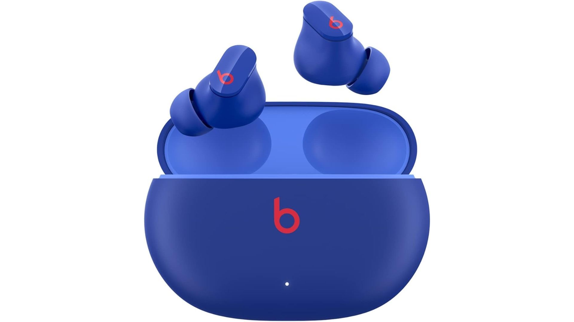the blue earbuds and case