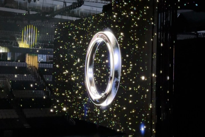 A photo of the Samsung Galaxy Ring teased at Unpacked 2024.