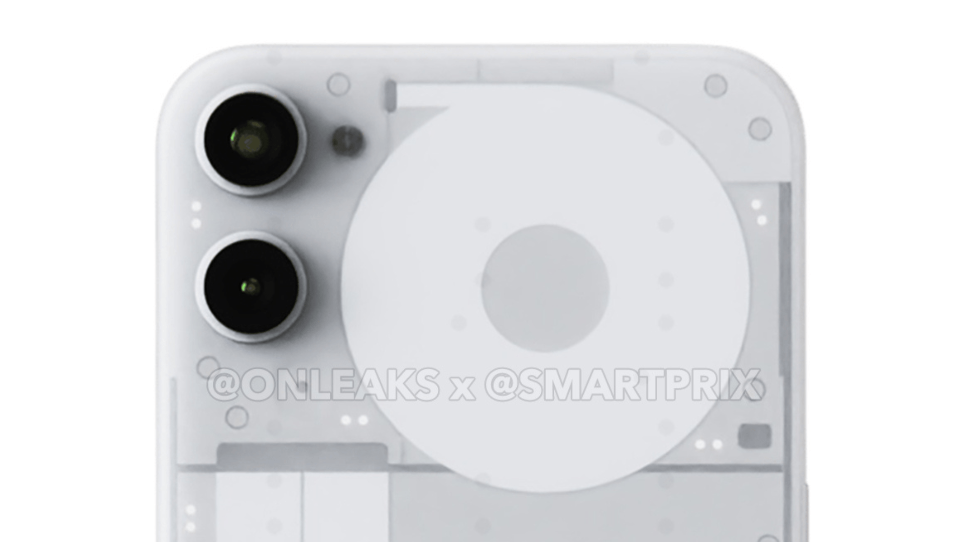 A close-up of leaked renders of the Nothing Phone 2a.