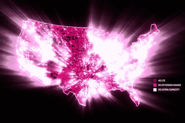 U.S. map illustrating T-Mobile's 5G Ultra Capacity network expansion.