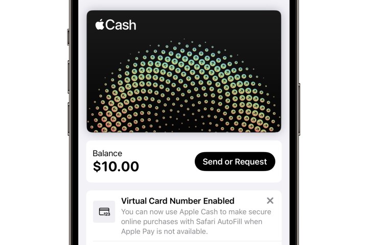 Apple Cash Virtual Card Number in iOS 17.4.