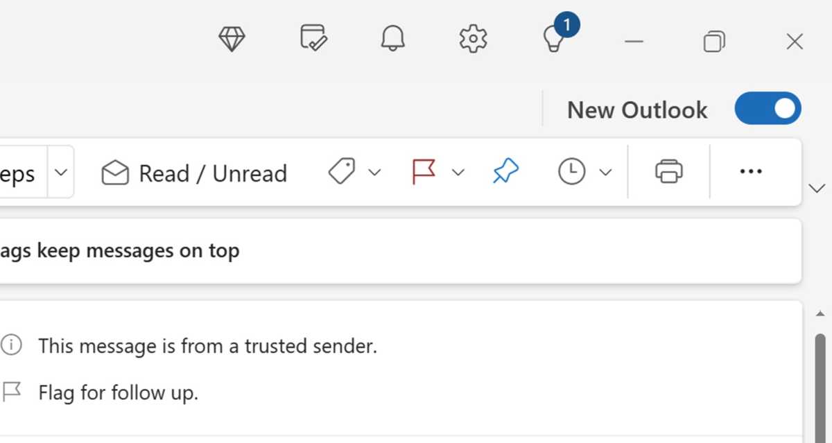 New Outlook toggle to go back to Mail