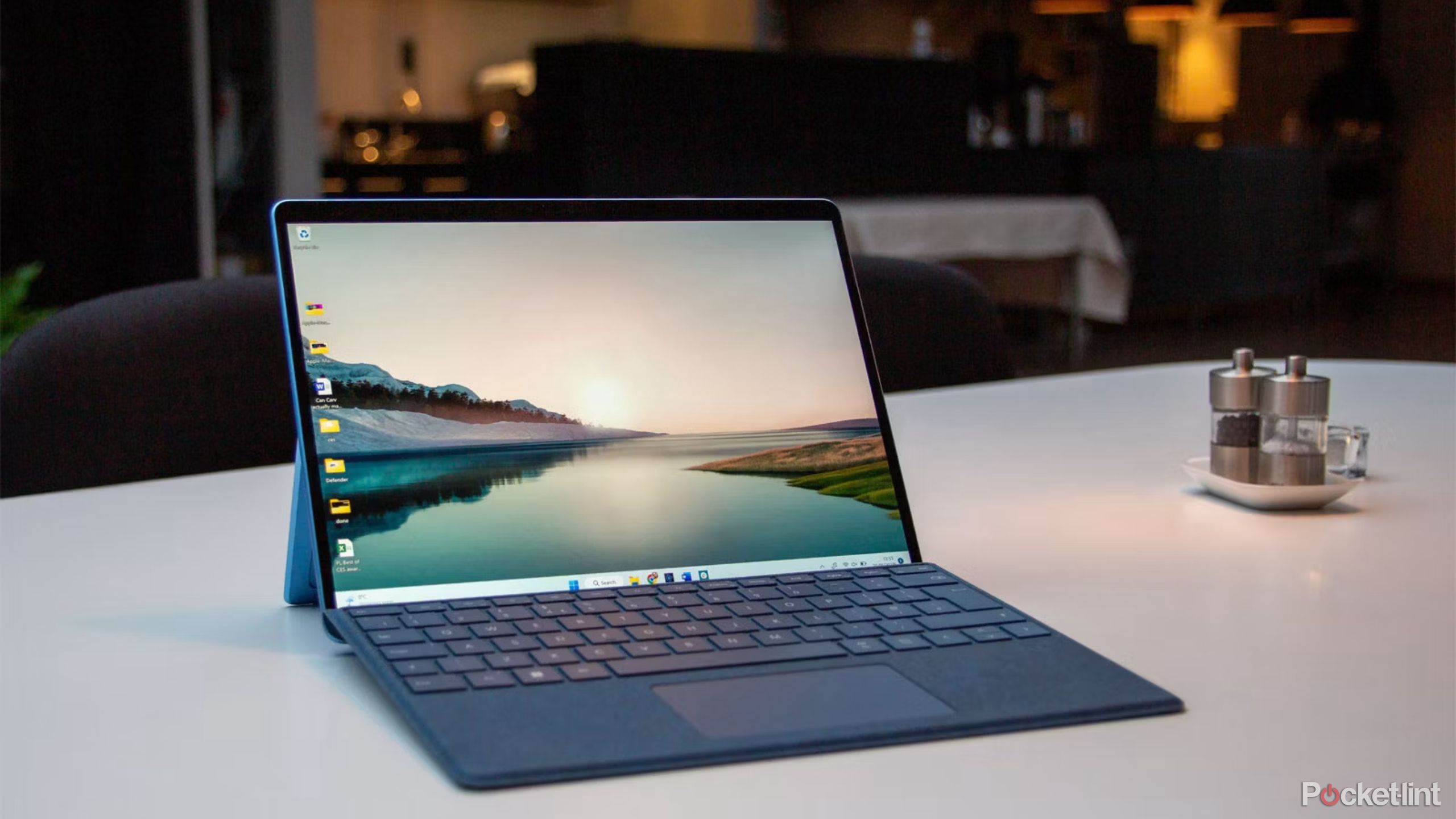 The surface Pro 9 on a countertop.
