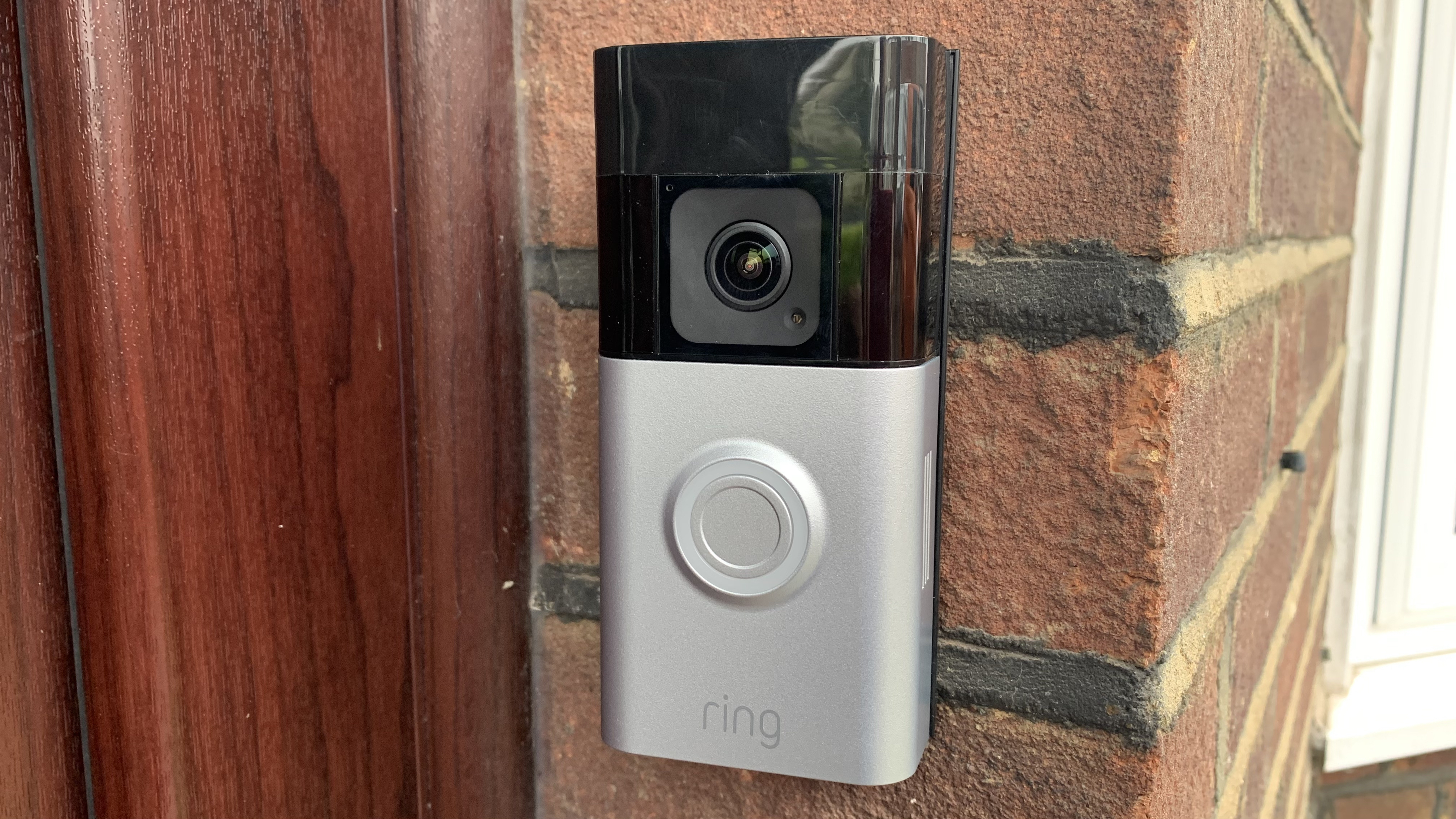 Ring Battery video Doorbell Pro on an outside wall