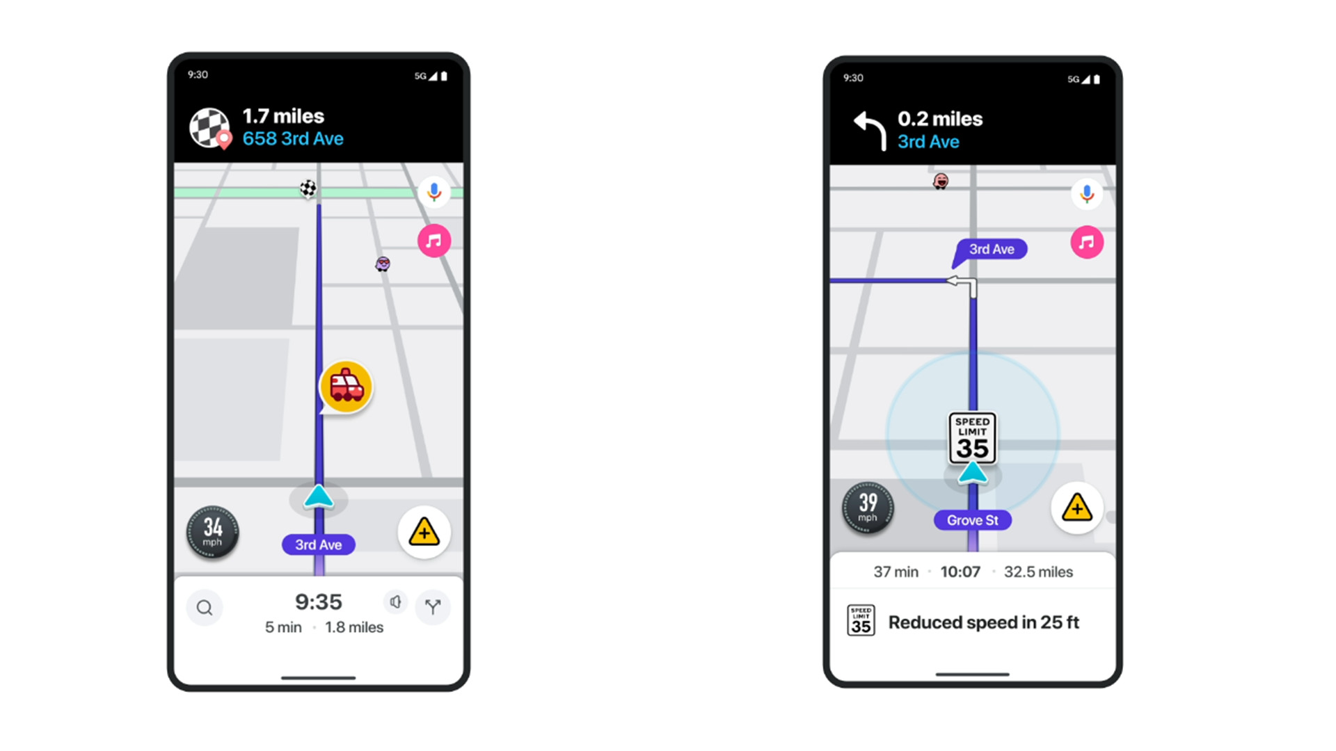 Waze's new speed limit and emergency vehicle alerts
