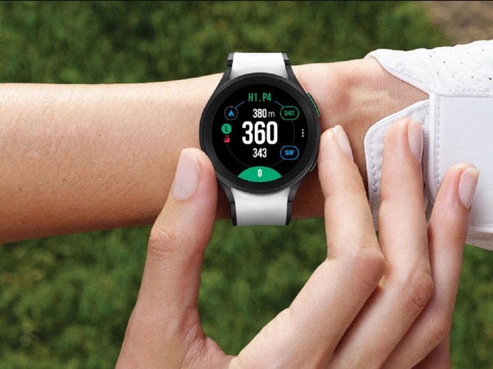 The Samsung Galaxy Watch 5 Golf Edition on a golfer's wrist.