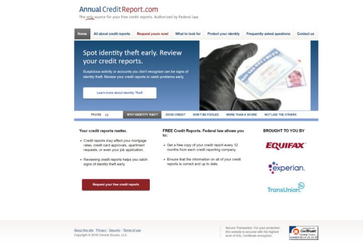 The AnnualCreditReport.com website.