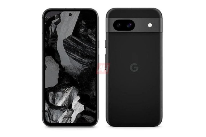 A render of the Google Pixel 8a in its Obsidian color.
