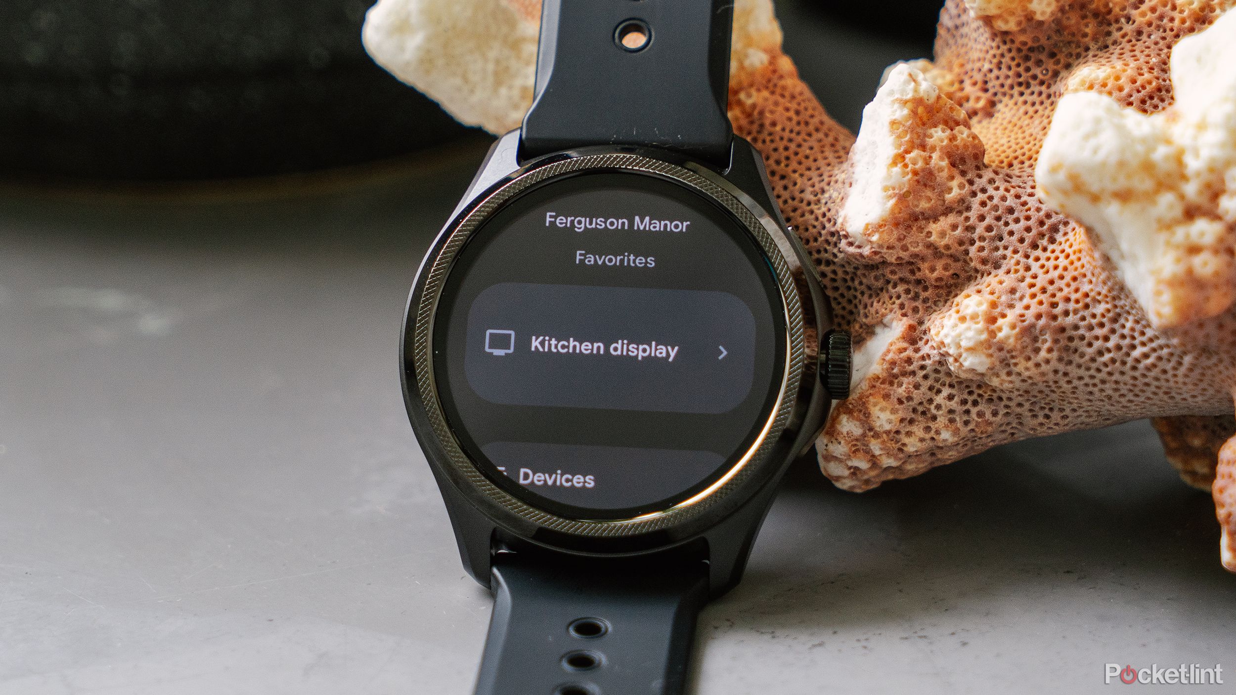 The Google Home app is displayed on the TicWatch Pro 5.