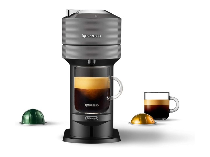 The Nespresso Vertuo Next coffee and espresso maker against a white background.
