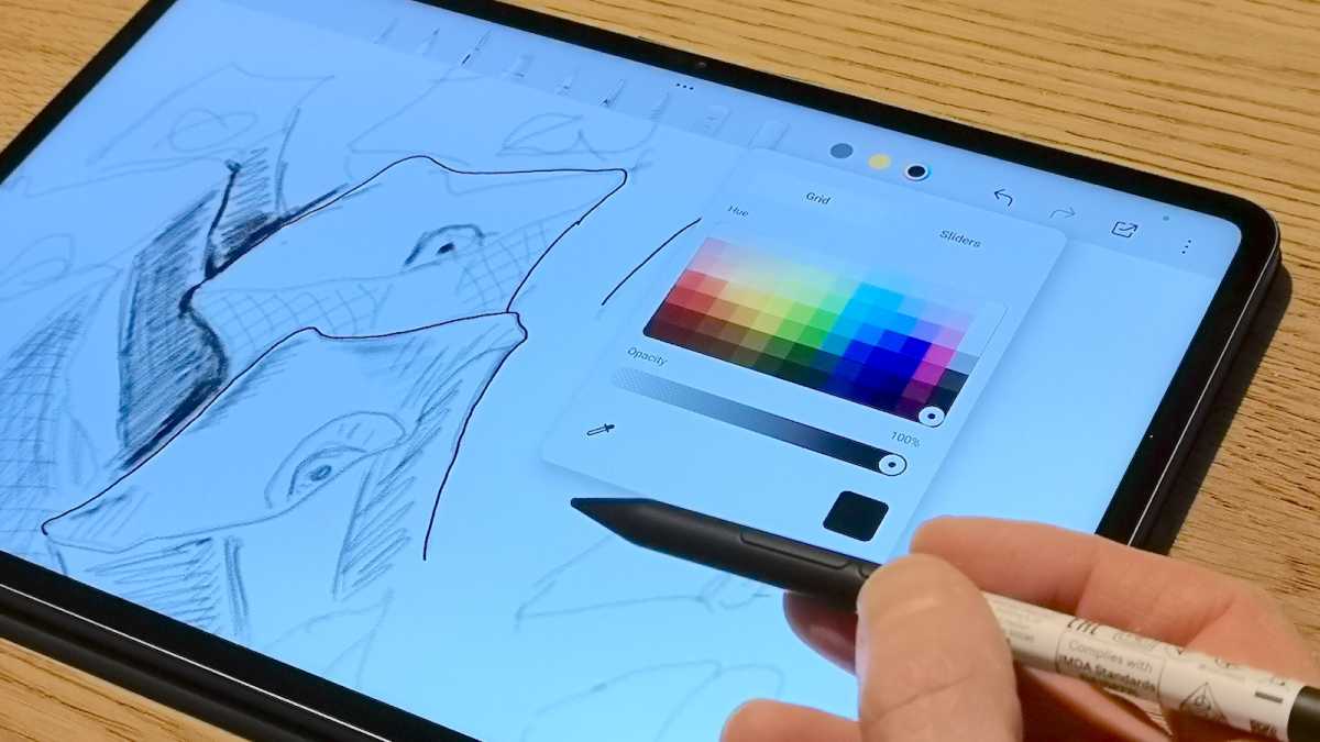 Detail of a sketch of the Mi Canvas app on the Xiaomi Pad 6S Pro