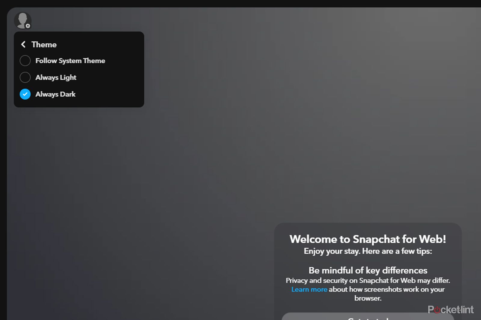 Snapchat for Web Dark Mode